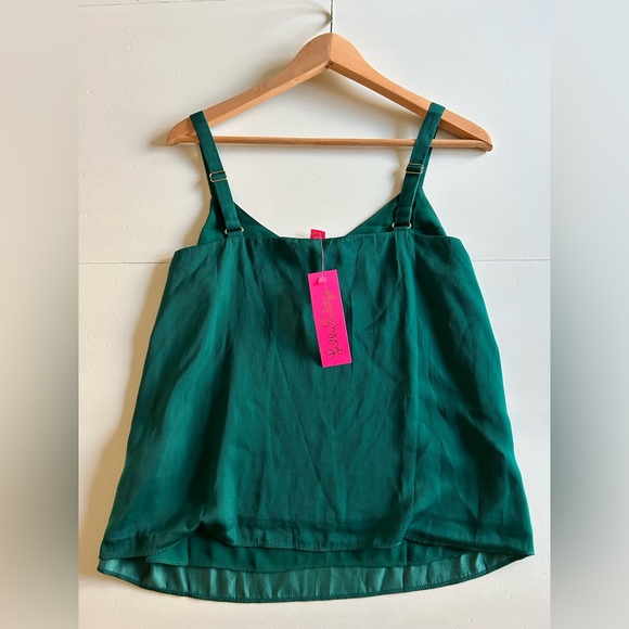 Lilly pulitzer Nadia satin cami / blouse top  in EVERGREEN green size 6 NWT - Picture 6 of 14